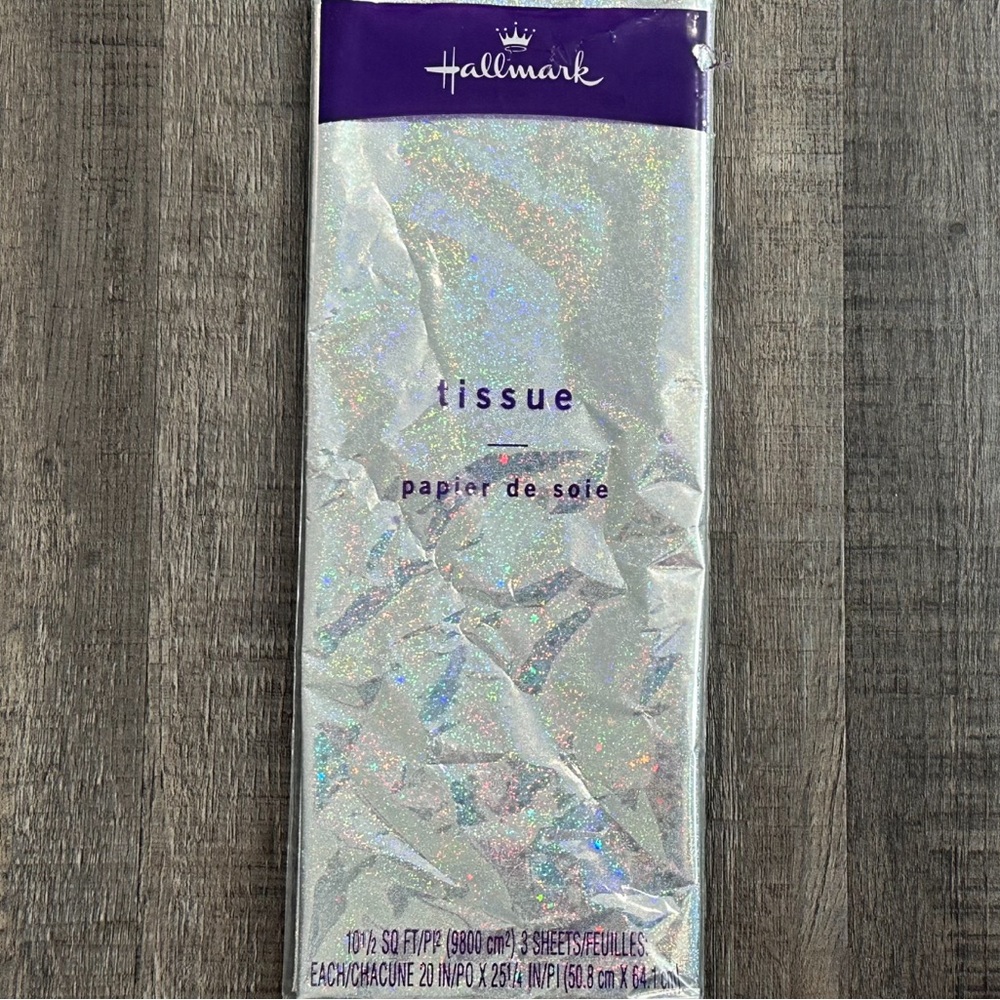 💞 New Pack of Hallmark Silver Sparkly Wrapping Tissue